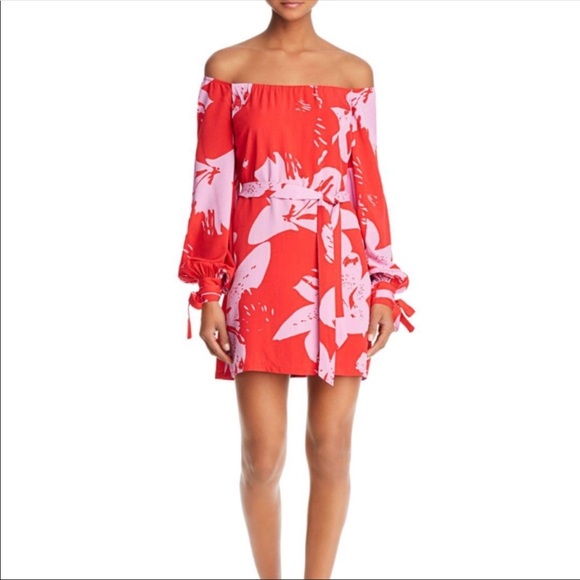 Bardot Dresses & Skirts - Bardot Pink Floral Off Shoulder Dress. Size US-6/S
